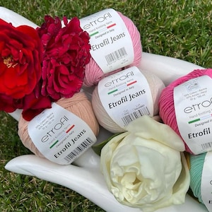 COTTON yarn /organic cotton, Hand Knitting Yarns - etrofil Jeans Yarns for  amigurumi toys making - baby Doll Making Yarns- 50gr - 160 meter