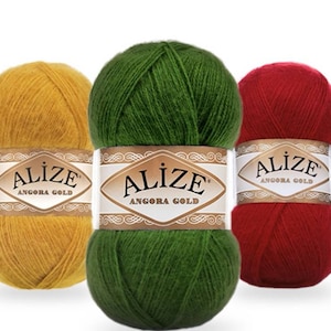 Alize Angora Gold Handstrickgarn, Strickgarn, Häkelgarn, Acrylgarn, Wolle - Mohair Garn 100gr - 550mt