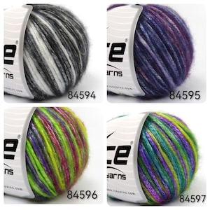 Picasso Rainbow Ice Yarns - Self-Striping Fuzzy with Subtle Sheen, Polyester, chain, Acrylic 50gr 125yd