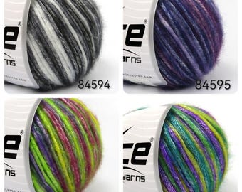 Picasso Rainbow Ice Yarns - Self-Striping Fuzzy with Subtle Sheen, Polyester, chain, Acrylic 50gr 125yd