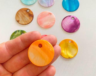 30mm Colorful Mother of Pearl Shell Discs, Large Round Shell Sequins, Bag Charm Supplies, Jewelry Making, DIY Purse Decoration