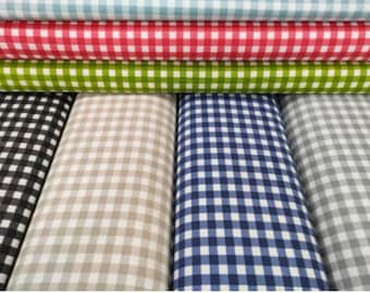 Large Gingham Cotton Duck Canvas Fabric,  Premier indoor, outdoor canvas fabric, by the yard upholstery, waterproof fabric, distance 1cm