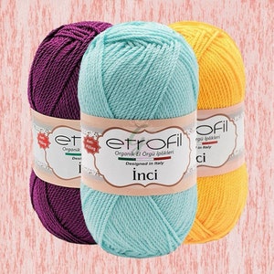 Premium Anti-Pilling Akrylgarn - Etrofil İnci handstickningsgarn - 100 gr - 230mt - elegant garn, tvinnat garn, virkgarn, amigurumi