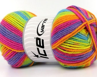Rainbow Batik Yarn - acyrlic multicolor yarn / 90gr - 250mt./ hand knitting yarns / sweater cardigan hat crop top bikini swimwear crochet