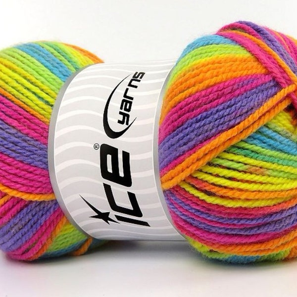 Rainbow Batik Yarn - acyrlic multicolor yarn / 90gr - 250mt./ hand knitting yarns / sweater cardigan hat crop top bikini swimwear crochet