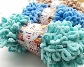Hilo Alize Puffy Fine - Hilo para tejer - Hilo para crochet - Hilo de bucle - Hilo para dedo - 100gr - 14,5mt
