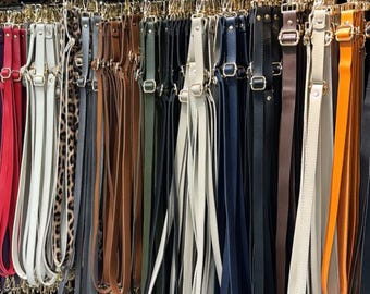 Verstelbare leren tasriem – vervangende schouderriem van 138 cm met zilverkleurige hardware – crossbodyriem in 20 kleuren