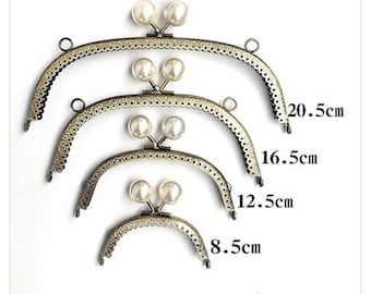 Pearl Clasp Metal Purse Frame – Kiss Lock Clutch Frame in 8.5cm, 12.5cm, 16cm, 20.5cm – DIY Bag Supplies for Crochet & Sewing Projects