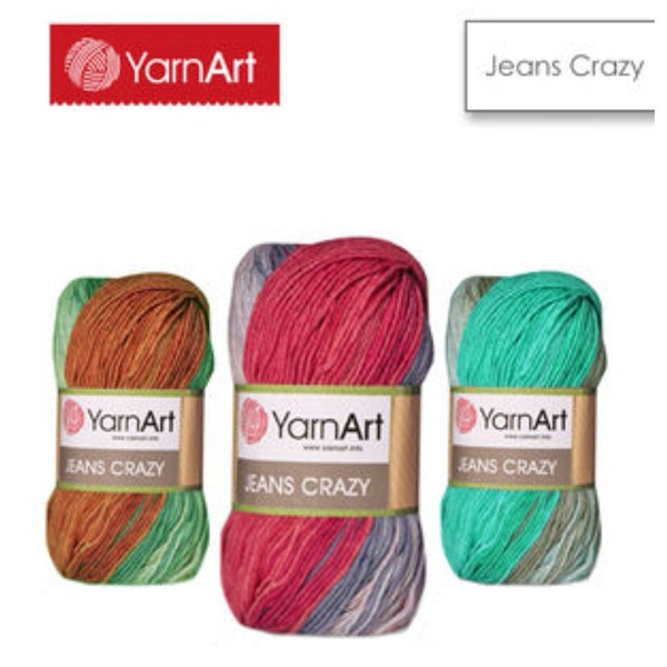 Batik Yarnart Jeans Crazy Batik Yarns - Fils multicolores - Fils à gant - Fils pour maillots de bain/couvre-lits-amigurimi - bérets