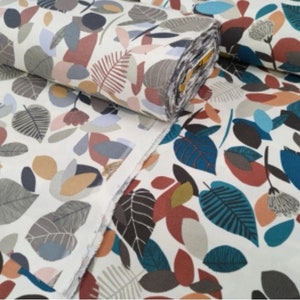 Mix Leaves pattern Cotton Duck Canvas Fabric,  Premier indoor, outdoor canvas fabric, by the yard upholstery, waterproof fabric, bag cloth