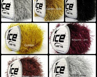Metallic Lurex Eyelash Yarn / Glitter Yarn. /Dazzle Ice Yarns Fun Fur 50 Gram /Faux Fur Yarn / Chunky Fluffy Yarn / Sparkly eyelash yarn