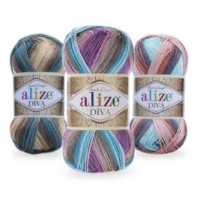Alize Batik Diva Garn - Mikrofaser Acryl - buntes Garn - Sommergarn - 100gr - 350 mt