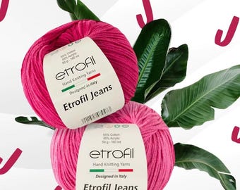 Fios de algodão para tricô à mão - Fios etrofil Jeans para confecção de brinquedos amigurumi - Fios para confecção de bonecas - Meias de crochê - 50g - 160 metros 5 fios