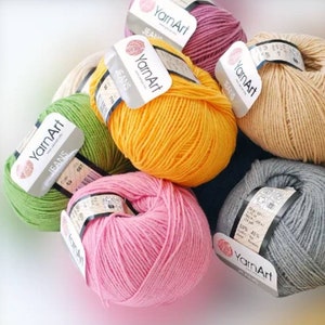 Soft Cotton Amigurumi Doll Animal Yarns, Yarn Art Jeans Yarn, Full Colors  Amigurumi Yarn, Yarnart Jeans, 4 Ply Sport Amigurumi Cotton Fiber 