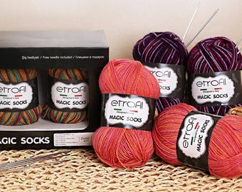 Beginner Knitting Kit / Free Needle including Socks knitting kit/  Beginning knit kit / Knitting Stater Kit / DIY Kit