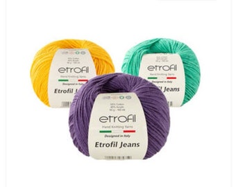 COTTON yarn /organic cotton, Hand Knitting Yarns - etrofil Jeans Yarns for  amigurumi toys making - baby Doll Making Yarns- 50gr - 160 meter