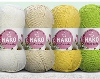 Nako Cotton Lux Yarn – 60 Cotton 40% Acrylic, DK /  100g 330m, Soft Cotton Blend Yarn for Knitting Crochet