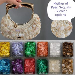 Mother of Pearl Sequins for Crochet Bags, 12 Colors, Large Shell Paillettes, Luxury Bag Supplies, DIY Purse Embellishment, Beaded Bag Materials