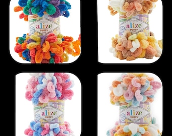 Hilo Alize Puffy Color - Hilo suave para bebé Loop - Hilo para manta de bebé - Hilo de tejer multicolor - Hilo de crochet - Hilo Batik Loop - 100gr - 9mt