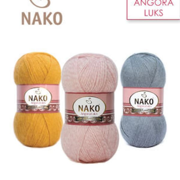 Nako Angora Lux Fingering Yarn , Quality knitting yarn suitable for making socks, sweaters and shawls  , 100gr Chunky Yarn