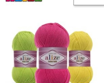 Fios de algodão Alize Cotton Gold / Amigurumi - Fios para bonecas - fio de algodão para bebês - Alize Cotton Gold - fio de algodão para bonecas amigurumi 100 gr -330 mt