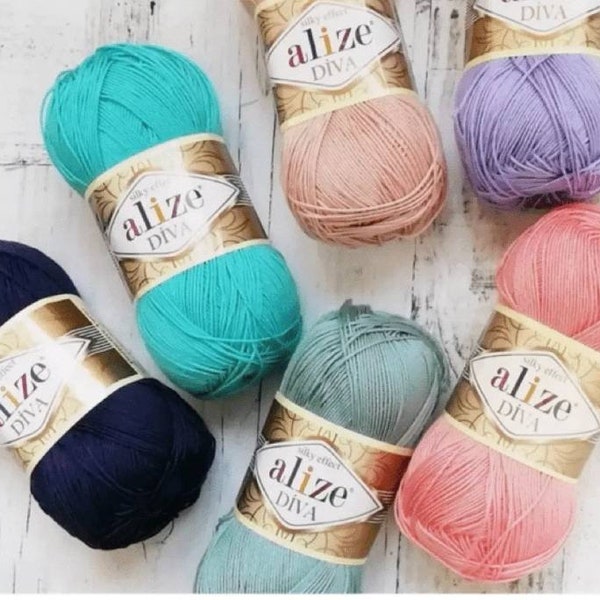 Fil de bikini - laines pour maillots de bain - laines d'été / crochet crop / crochet bas de bikini fil alize diva, 100 % acrylique, 100 grammes 350 mètres