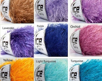 Fil de cils / Ice Yarns Fun Fur 50 g / Fausse fourrure / Fil de fourrure doux Chunky Fluffy Yarn / Fil de chenille