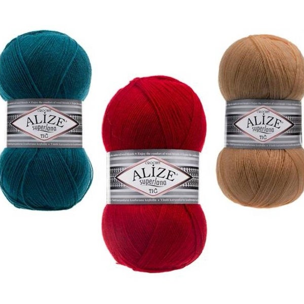 Alize Süperlana Tığ - wool blend yarn, aran, heavy worsted yarn, aran wool yarn, heavy weight wool yarn, knitting ,crochet yarn