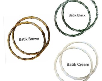 Large bag handles Batik Bamboo circle bag handles, 21cm, A pair, Acyrlic Appareance, bag handle suitable for use in your handmade bags