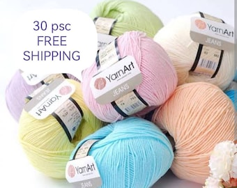 Bundle 30 Skeins / Balls 55 Cotton 45 Acrylic Sport Yarn Usage: Perfect for making toys , cardigan, jumper, shawl, blouse,baby accessories