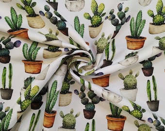 Cactus Pattern Printed Fabric KM-7149 Washable Canvas Weaving Digital Printed Fabric %100 polyester