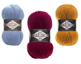 Alize Superlana Midi- wool blend yarn, aran, heavy worsted yarn, aran wool yarn, heavy weight wool yarn, knitting ,crochet yarn