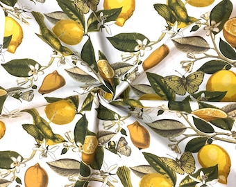 Lemon Tree Patterned Duck Linen Fabric