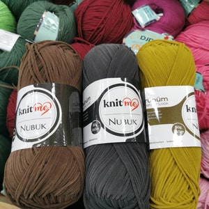 Polyester leather look yarn, bag yarn, hand knitting yarn, 50gr 165mt, knit me nubuk,