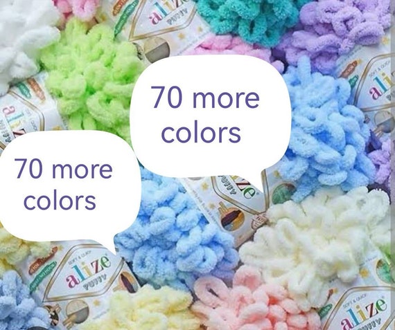 Alize Puffy Fluffy Yarn- No Needle Hook Finger Crochet Amigurumi Knitting Velvet Plush Soft Baby Blanket - Loop yarn - Bulky Loop 100gr-9mt