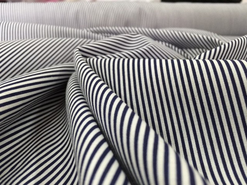 Navy Blue Pinstripe Cotton Poplin Fabric suitable for mask | Etsy