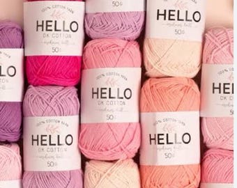 Cotton Yarn 100% - 25g - 50g – Mini Balls – Amigurumi Yarn, Crochet Yarn, Knitting Supplies – 70+ Colors – Hello DK Cotton - soft baby yarn