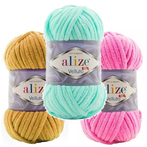 Filato Alize Velluto 100gr, 68mt Filato Velluto Ciniglia Grosso Peluche Pile Artigianato Maglia a Mano Uncinetto Amigurumi Morbida Pelliccia di Visone