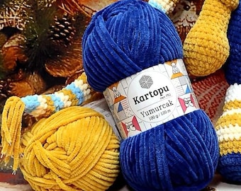 Velvet Soft Yarn - Kartopu Yumurcak Hand Knitting Yarns - Plush yarn/ sweet snuggles yarn - Baby Blanket Yarn  - amigurumi pattern