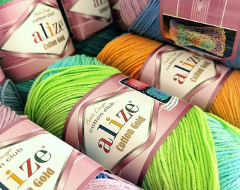Batikgarn i bomull - Alize Cotton guld batik - 100 gr - 330 meter