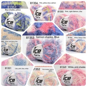 Filato per ciglia Batik / Mars Ice Yarns Fun Fur 50 grammi / Filato multicolore / Filato per pelliccia morbida / Filato spesso e soffice / Filato di ciniglia / Realizzazione di bambole di peluche