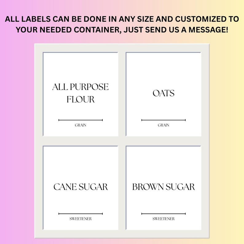 Minimalist Kitchen Pantry Labels • Water-resistant, Customizable - Etsy
