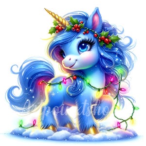 Winter Unicorn Clipart Bundle 10 High Res Jpgs, Watercolor Winter ...