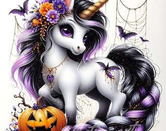 Spooky Unicorn Clipart | Halloween Unicorn PNG JPG Bundle | Dark Fantasy Unicorn Art | Creepy Cute Clip Art | Instant Download
