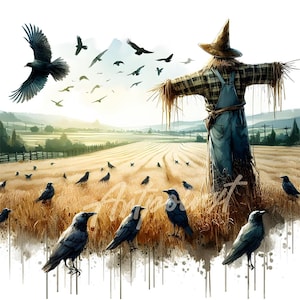 10 Halloween Scarecrow Clipart Set | Spooky Fall Scarecrows JPGs for Crafts | Scrapbooking | Digital Download JPEGs| DIY Decor | Invitations