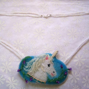 Unicorn Necklace Beadweaving image 4