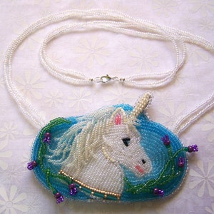 Unicorn Necklace Beadweaving image 5