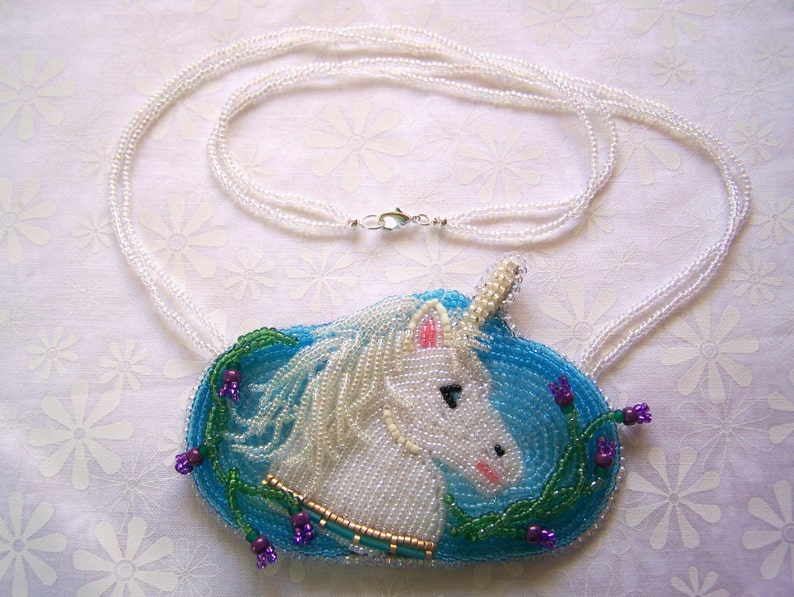 Unicorn Necklace Beadweaving image 5