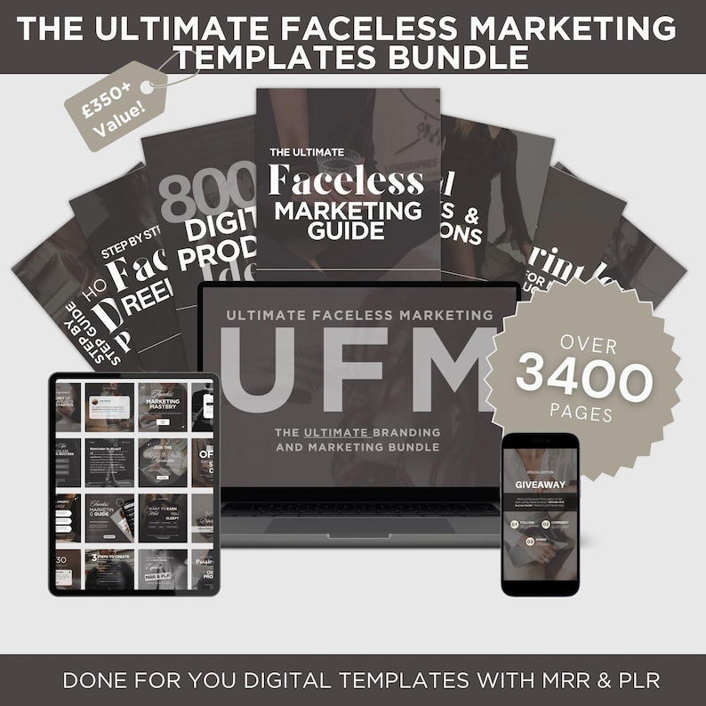 Ultimate Faceless Marketing Templates Bundle With PLR & MRR. Faceless ...