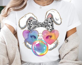 Easter Bunny Shirt, Cute Easter Bunny Tee, Easter Day T-Shirt, Coquette Bow Easter Sweater, Bunny Bow Sweatshirt, Happy Easter T-Shirt
